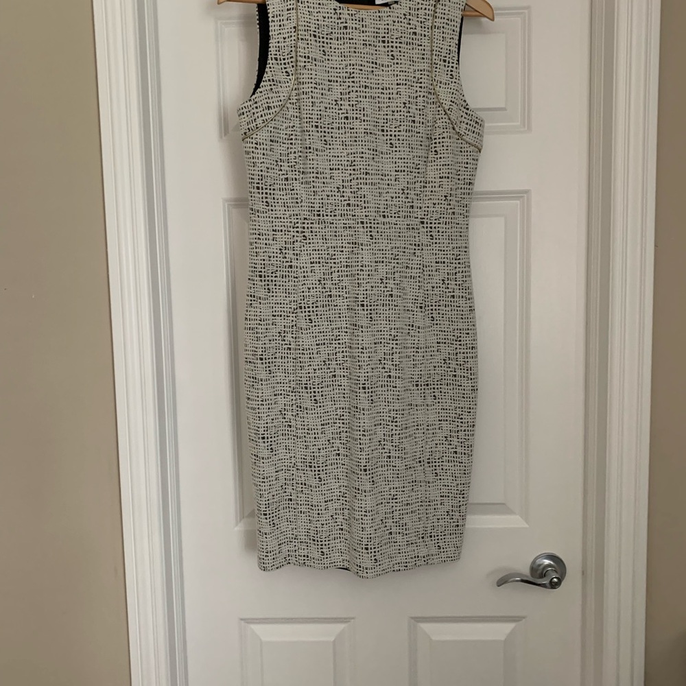 Calvin Klein Black and White Textured Midi Dress